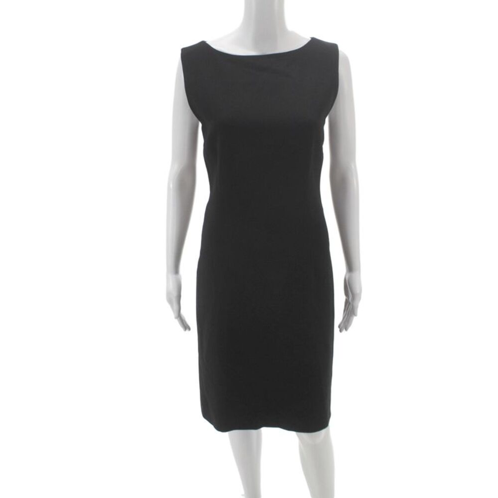 Luca Luca Womens Sheath Dress Boat Neck Midcalf Sleeveless Zip Black Size 48